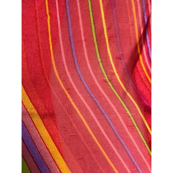 Oscar de la Renta Silk Scarf 52"x11" Red Colorful Sheer Womens Scarves - Picture 3 of 8